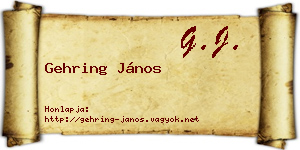 Gehring János névjegykártya